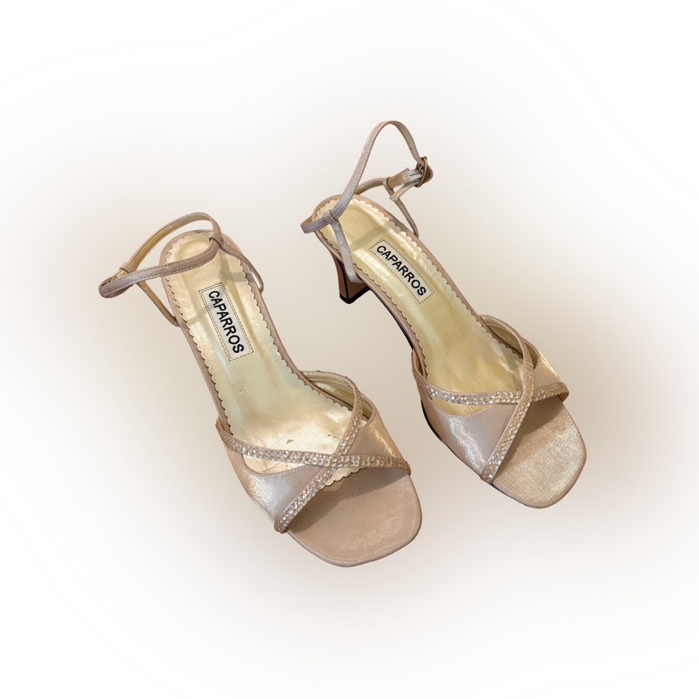 Caparros Women's Gold Shimmer Alicia Elegant Strappy Heels